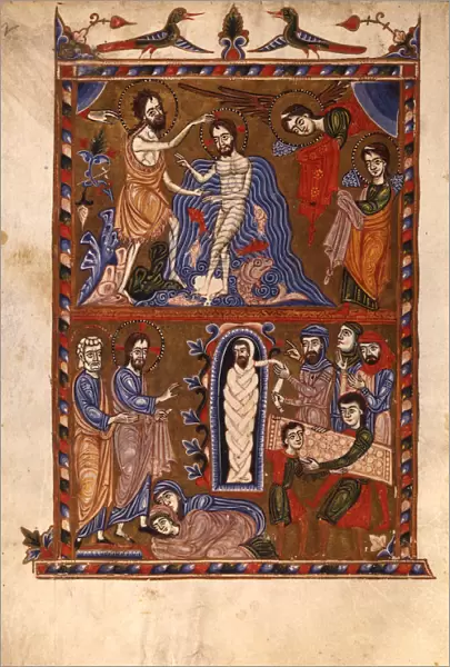 The Baptism of Christ. The Raising of Lazarus (Manuscript illumination from the Matenadaran Gospel)