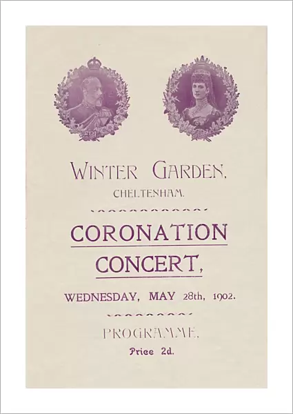 Cover of programme for a Coronation Concert at the Winter Garden, Cheltenham, 1902