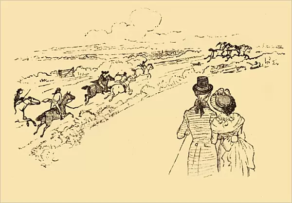 Bystanders watch as John Gilpin is chased across the countryside, 1878, (c1918). Creator