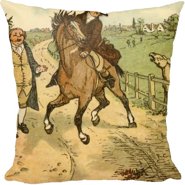 John Gilpins horse is alarmed by a donkey, 1878, (c1918). Creator: Randolph Caldecott