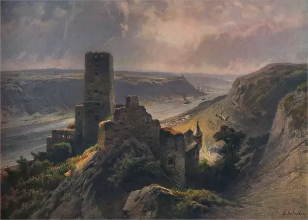Burg Gutenfels mit Blick auf Oberwesel, (Gutenfels Castle overlooking Oberwesel), 1923