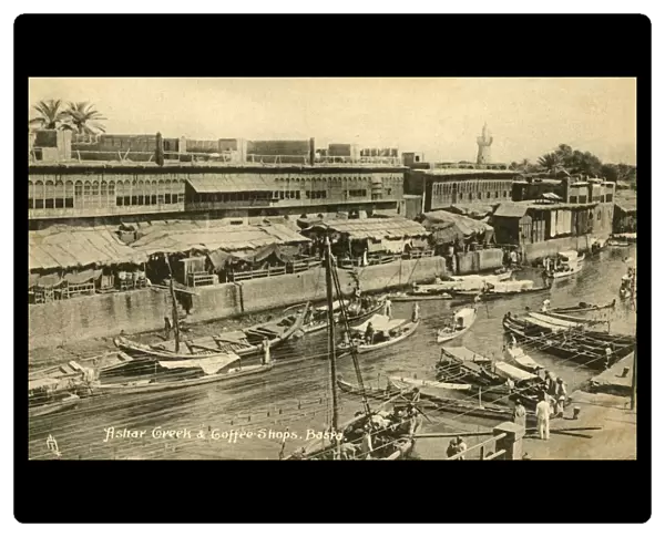 Ashar Creek & Coffee Shops, Basra, c1918-c1939. Creator: Unknown