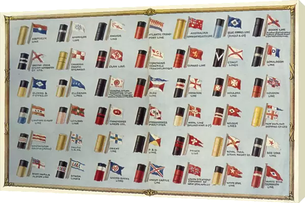 House Flags and Funnels of Passenger Steamship Lines, c1930. Creator: Unknown