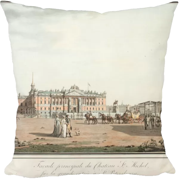 View of the Michael Palace and the Connetable Square in St. Petersburg, 1800. Artist: Paterssen