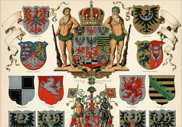 Coat of arms of the Kingdom of Prussia and provinces (Meyers GroBes Konversations-Lexikon)