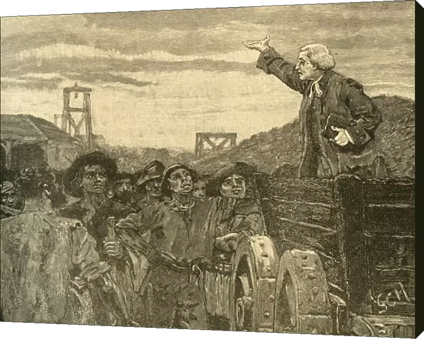 Rowland Hill preaching to the colliers of Kingswood, Bristol, c1772 (c1890). Creator: Unknown