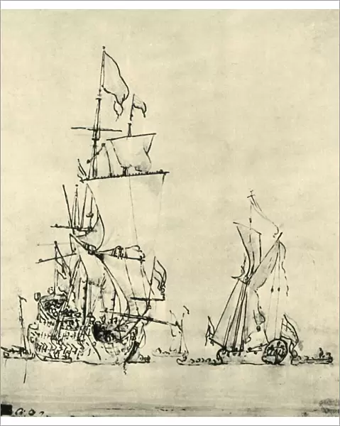 Ships at sea, mid-late 17th century, (1943). Creator: Willem van de Velde the Younger