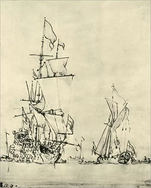 Ships at sea, mid-late 17th century, (1943). Creator: Willem van de Velde the Younger