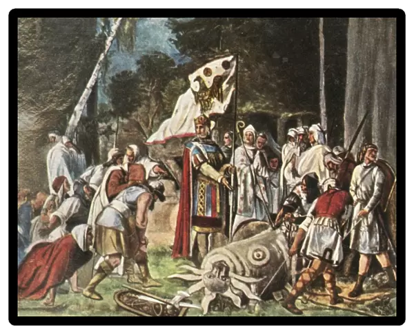 Charlemagne destroys a pagan idol, (1936). Creator: Unknown