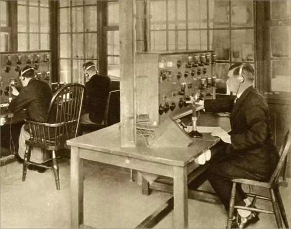 The wireless transmission room at Croydon Aerodrome, south London, 1928, (1935). Creator: Unknown