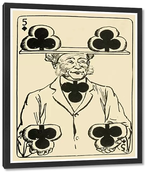 The Prosperous Baker on the five of clubs, 1910. Creator: A Hogg