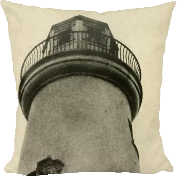 Scarborough lighthouse hit by a German bomb, First World War, December 1914, (c1920)