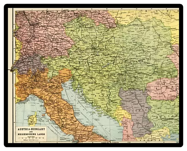 Austria-Hungary and Neighbouring Lands - Map, 1920. Creator: John Bartholomew & Son