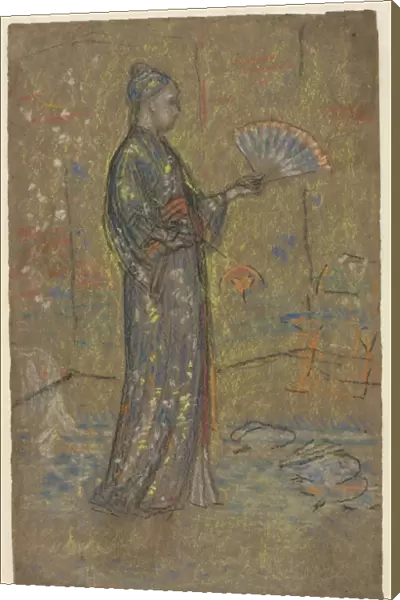Japanese Woman Painting a Fan (recto), c. 1872. Creator: James McNeill Whistler (American