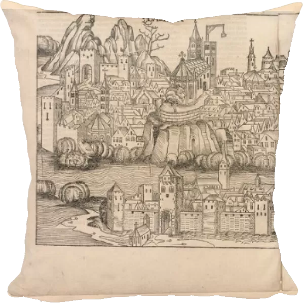 Nuremberg Chronicle: Topographical View of Basle, Switzerland, 1493. Creator: Michael Wolgemut