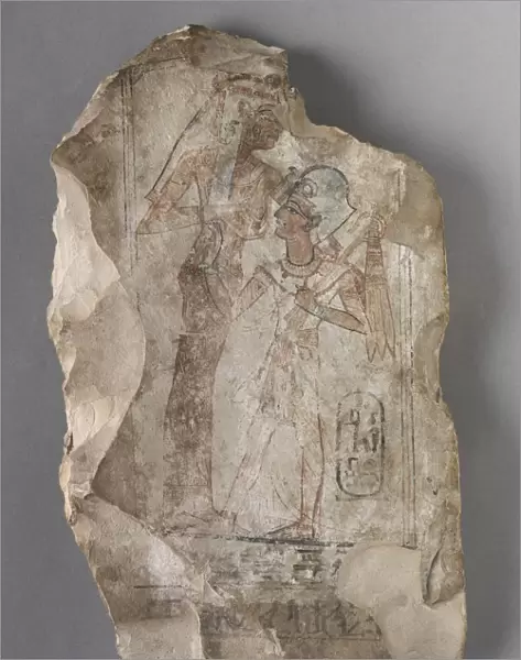 Ostracon: Ramesses II Suckled by a Goddess, c. 1279-1213 BC. Creator: Unknown
