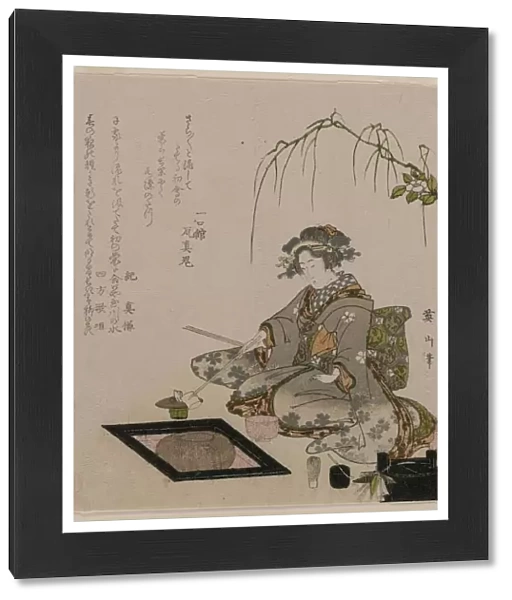 Woman Performing the Tea Ceremony, c. 1820. Creator: Eizan Kikugawa (Japanese, 1787-1867)