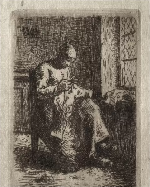 Woman Sewing. Creator: Jean-Francois Millet (French, 1814-1875)