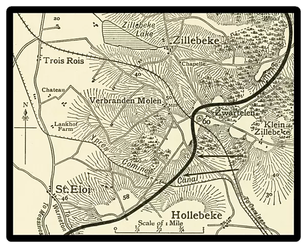 Map showing the Scene of the German Attacks... First World War, February 1916, (c1920)