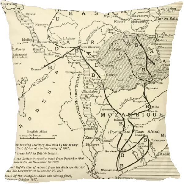 Map illustrating the Closing Phases of the East African Campaign, 1917-18, (c1920)