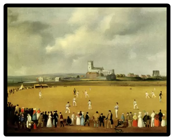 A Cricket Match at Christchurch Priory, Hampshire, 1850, (1947). Creator: Unknown