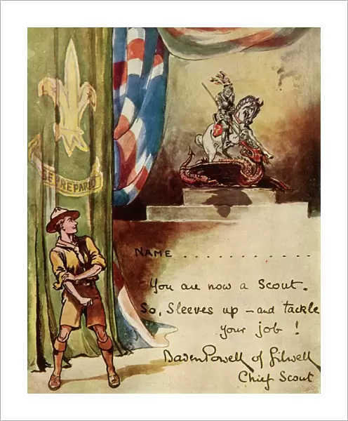 Design for Scouts Enrolment Card, (1944). Creator: Robert Baden-Powell