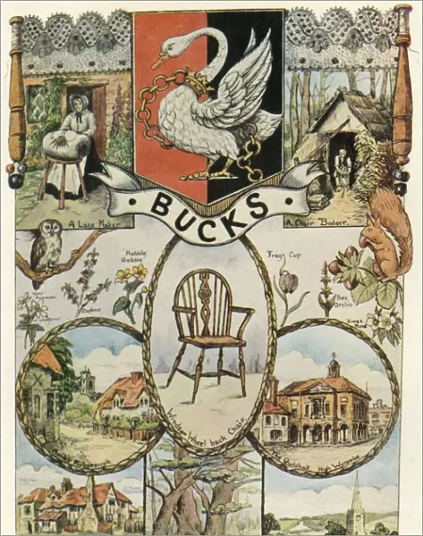 Views and crafts of Buckinghamshire, Womens Institute banner design, 1937, (1943)