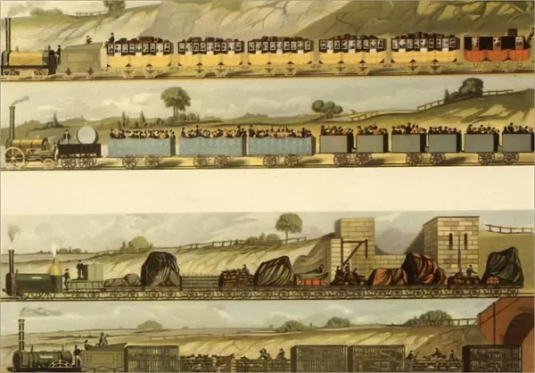 Travelling on the Liverpool and Machester Railway, 1831, (1945). Creator: SG Hughes