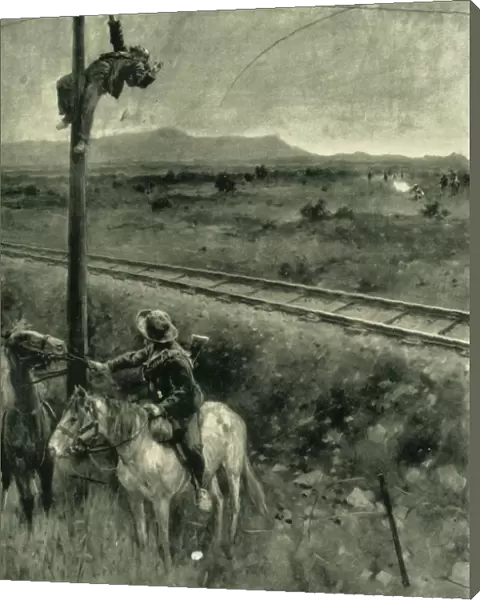 Boers Caught in the Act of Cutting the Telegraph Wires, 1902. Creators: Walter Paget