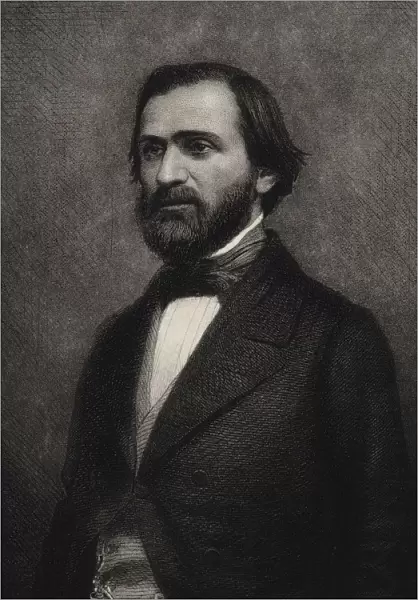 Portrait of the Composer Giuseppe Verdi (1813-1901), c. 1850. Creator: Geoffroy, Charles-Michel