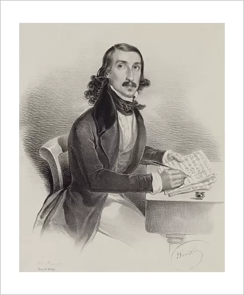 Portrait of the singer and composer Giacinto Marras (1810-1883), 1840. Creator: Wenzel