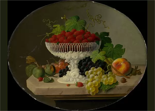 Still Life with Strawberries in a Compote, 1865-70. Creator: Severin Roesen
