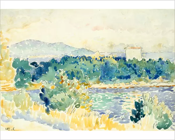 Mediterranean Landscape with a White House, 1900-1905. Creator: Henri-Edmond Cross