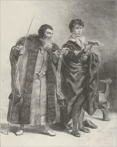 Polonius and Hamlet, 1834-43. 1834-43. Creator: Eugene Delacroix