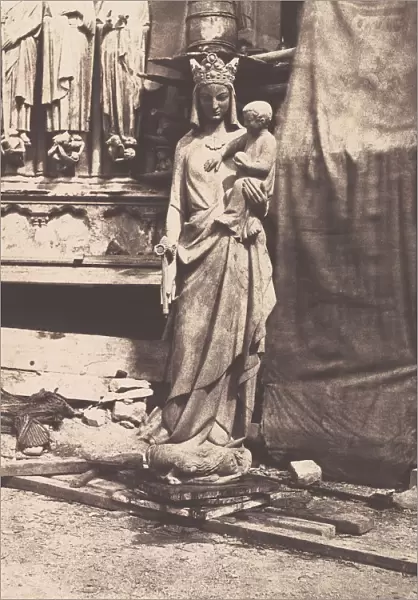 [Sculpture of Virgin and Child, Notre Dame, Paris], 1853-1854. Creator: Auguste Mestral