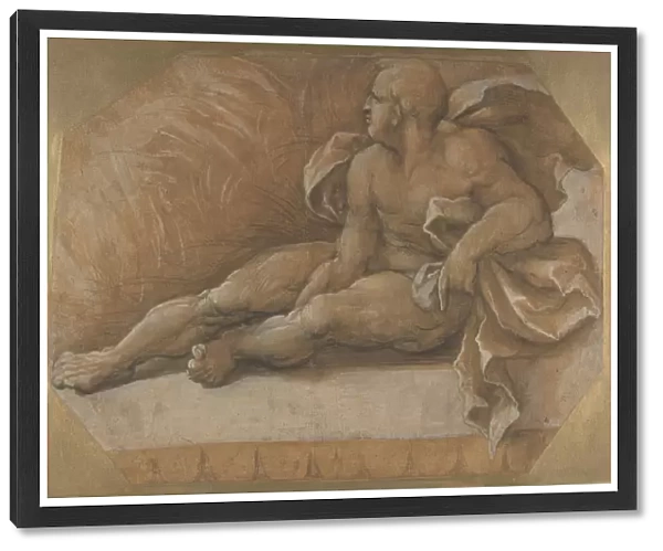 Nude Male Figure Seated on the Ground, ca. 1535-40. Creator: Amico Aspertini