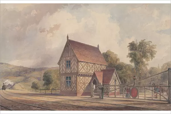Tudor Style Rural Train Station and Railroad Crossing, 1844-77