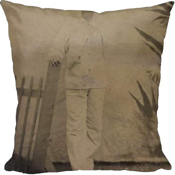 Painter Resting His Hand on Picket Fence, 1860s-80s. Creator: Unknown
