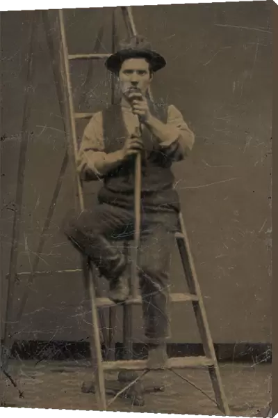 Man on a Ladder, 1860s-80s. Creator: Unknown