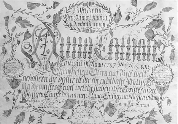 Birth and Baptismal Certificate, 1787. Creator: Unknown