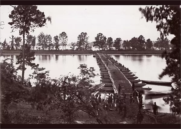 Pontoon bridge across James River, ca. 1864. Creator: William Frank Browne
