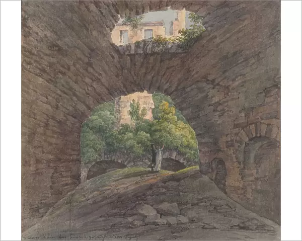 A Young Couple Viewing Ruins near Bingen, 1801. Creator: Christian Georg Schutz