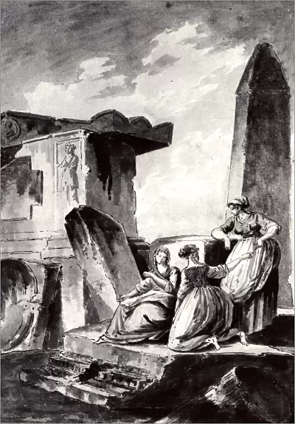 Three Young Girls by Ruins, ca. 1790. Creator: copy after Hubert Robert