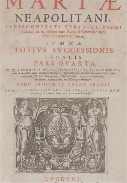 Title page vignette for Doctoris Martae Neapolitani, 1627. Creator: Charles Audran