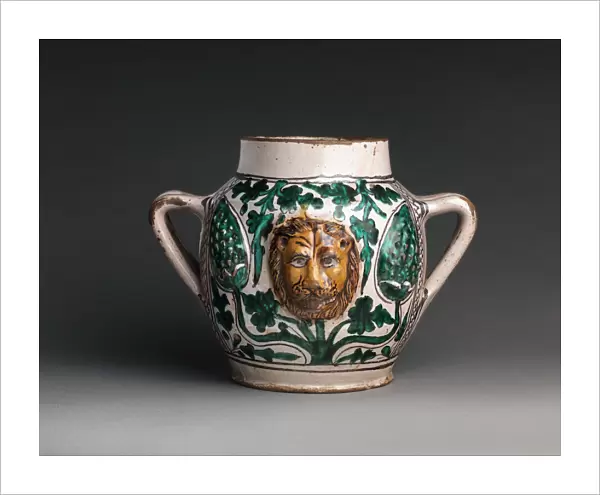 Two-Handled Jar with Lions Heads, Italian, early 15th century. Creator: Unknown