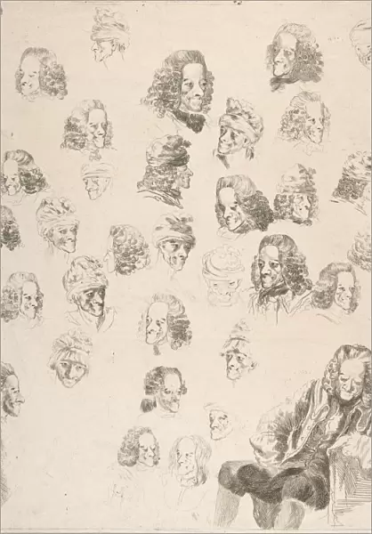 Sketches of Voltaire at Age Eighty-One, 1775. Creator: Vivant Denon