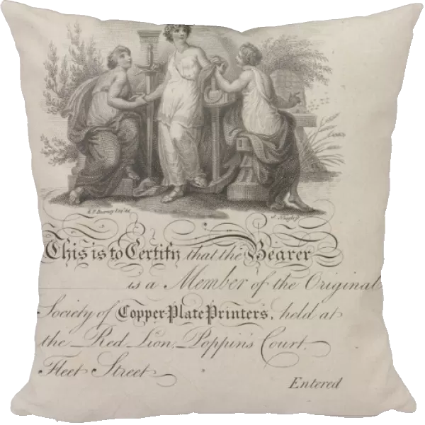 Certificate of Membership of the Society of Copper-Plate Printers, 19th century