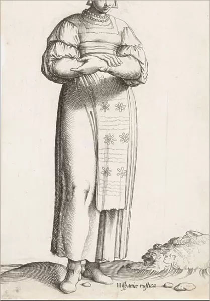 Costume Plate: Hispania Rustica mul. (with label on ground), ca. 1557-58