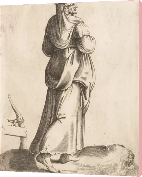 Costume Plate: Peasant Woman from Spain, ca. 1555-58. Creator: Enea Vico
