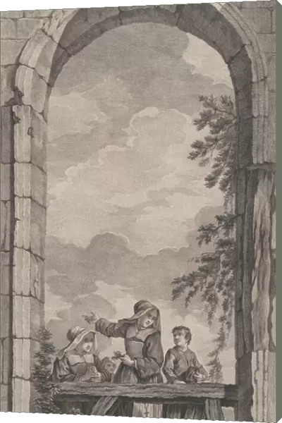 The Chapel of the Enfants-Trouves in Paris: Religieuses et garconnets regardant la creche, ... 1757. Creator: Etienne Fessard